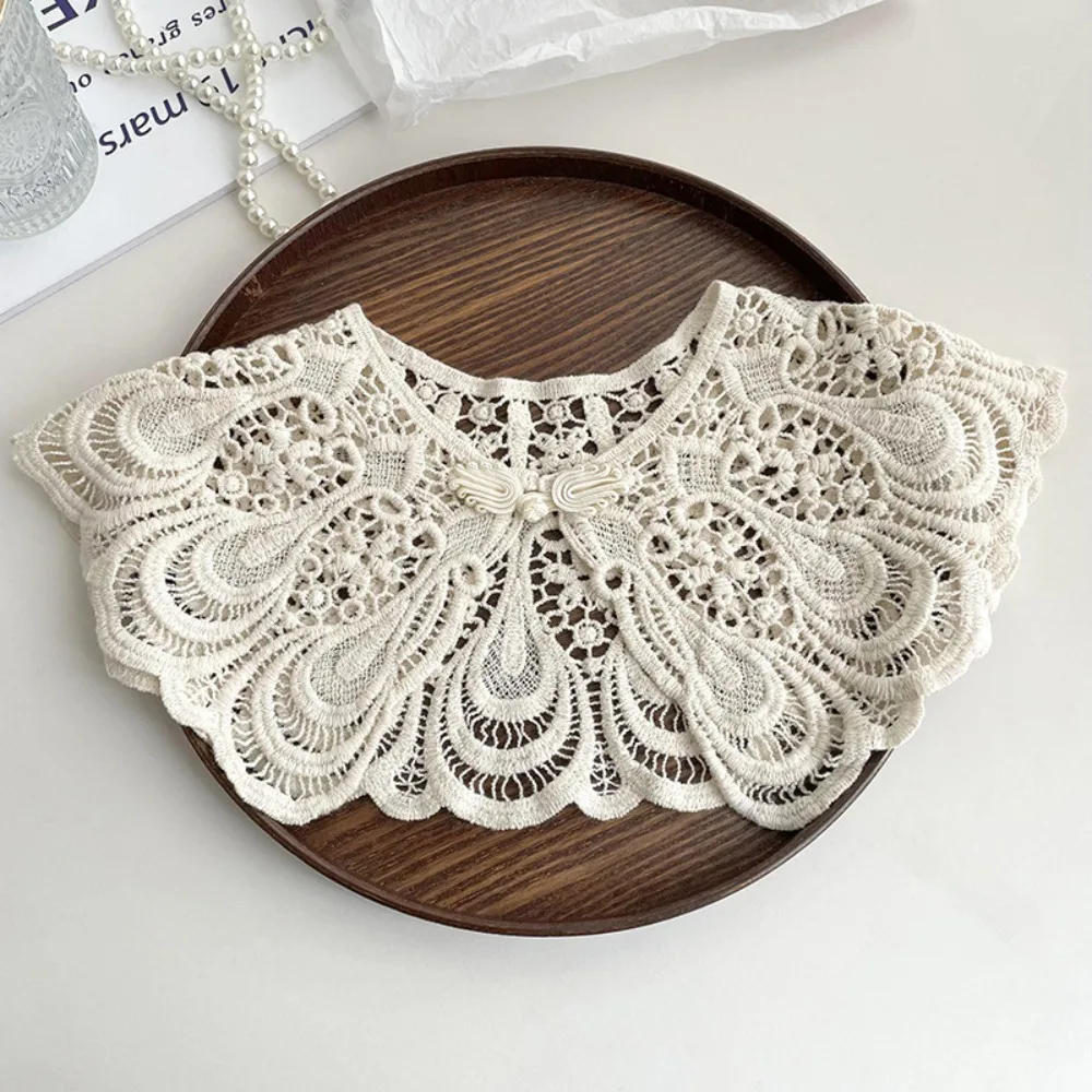 Elegant Cape Lace Fake Collar Cloak Wraps Knitted Shawl Korean Style Hollow Out Blouse Shoulders Fake Collar Female