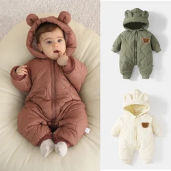 Ircomll Baby Newborn Jumpsuits Winter Infant Boy Girl Romper Outwear Long Sleeves Warm Cute Bear Jacket for Baby Toddler Clothes