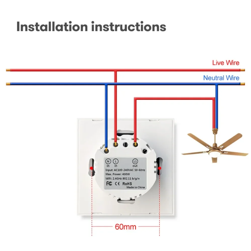 TNCE tuya Ceiling Fan Switch wifi EU/US, Intelligent Remote Timer And Speed Control, Smart Life app, Voice for Alexa Google Home