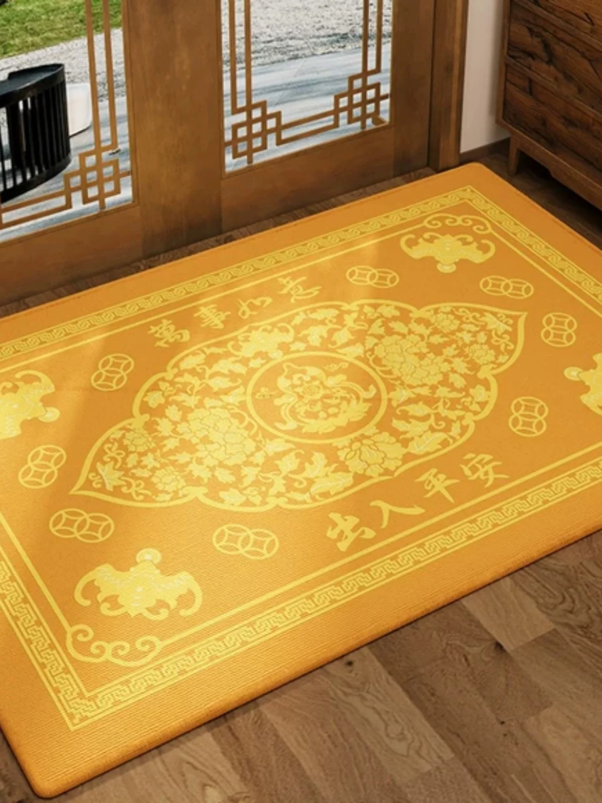 

Golden Color Entrance Mat Home Use Anti Dirt Easy Clean Polyester Fiber Door Mat for Cany Moving in Chinese Sle