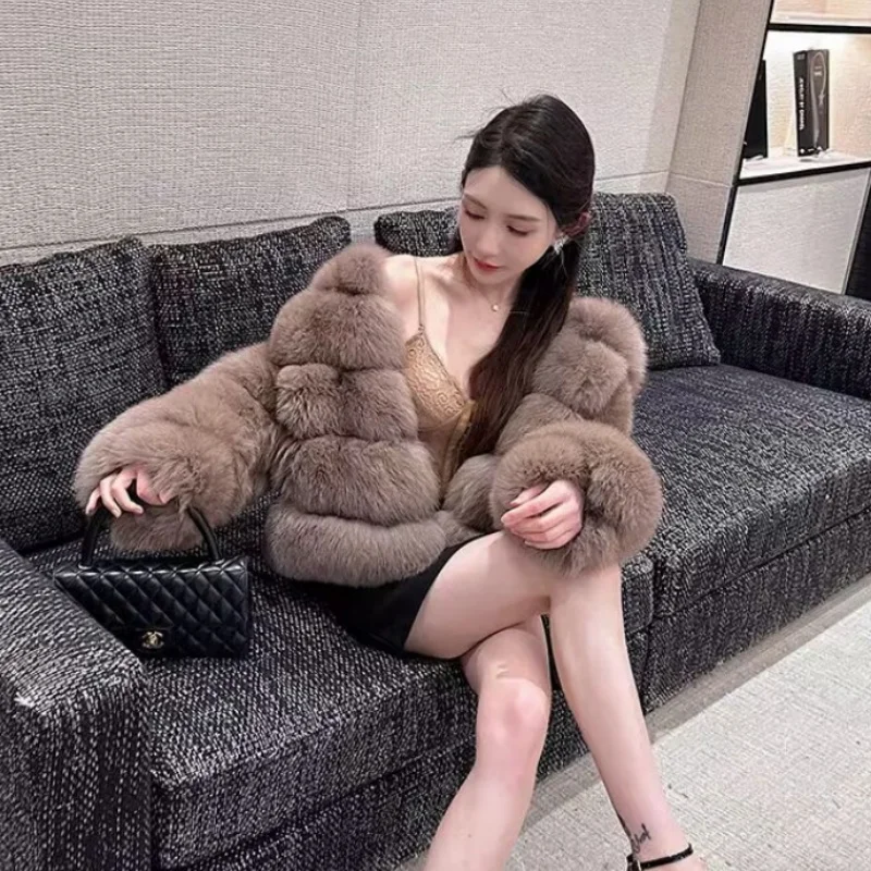 Autumn And Winter Mid Length Natural Fox Fur Coat Women Fashionable Fur Jacket The Most Popular Real Fur Coat Female Clothing