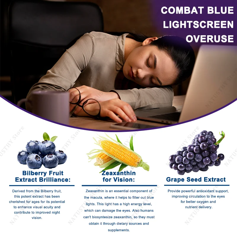 LUTEIN ESTER CAPSULES - With Lutein + Bilberry + Grape Seed - Combat Digital Eye Strain, Comprehensive Vision & Eye Support