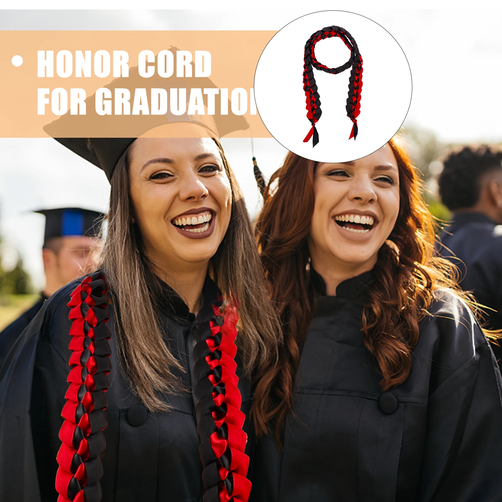 

Graduation Honor Cord Durable Lightweight Practical Decorative Polyester Pink White Ribbon Cords Ceremony Braided Student