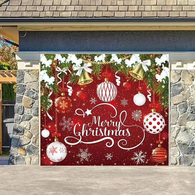 Christmas Banners Garage Door Banner Home Decoration Cover Suitable Background Ornament Large Christmas Party House Wall Banner