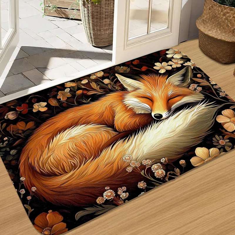 Anti slip fox lion entrance mat, indoor and outdoor carpet, welcome mat in front of the door suitable for indoor use
