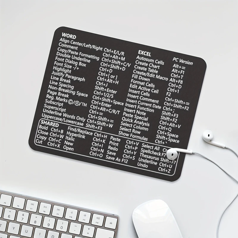 Excel Shortcuts Coworker Gift Account Mouse Pad Table Keyboard Carpet Printing Desk Computer Gamer Play Gaming Mousepad Mat PC