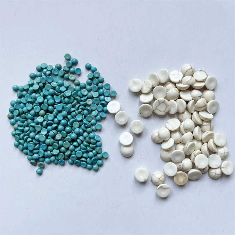 100pcs Semicircle Turquoises Beads Howlite Semi-precious Stone Dome Flat Back Cabochons Half Round 3/4/6/7/8mm