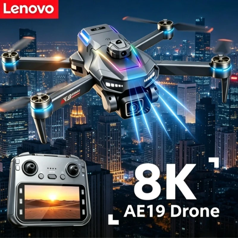 Lenovo AE19 Drone Quadcopter Kids Toy Gifts, 8K Professional 8K HD Dual Camera 360 Obstacle Avoidance Brushless remote control.