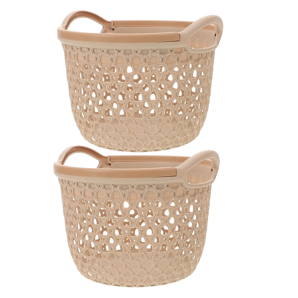 

Waterproof Laundry Basket 2Pcs Portable Dirty Clothes Organizer PP Storage Bin Beige Tote Bag for Home Travel