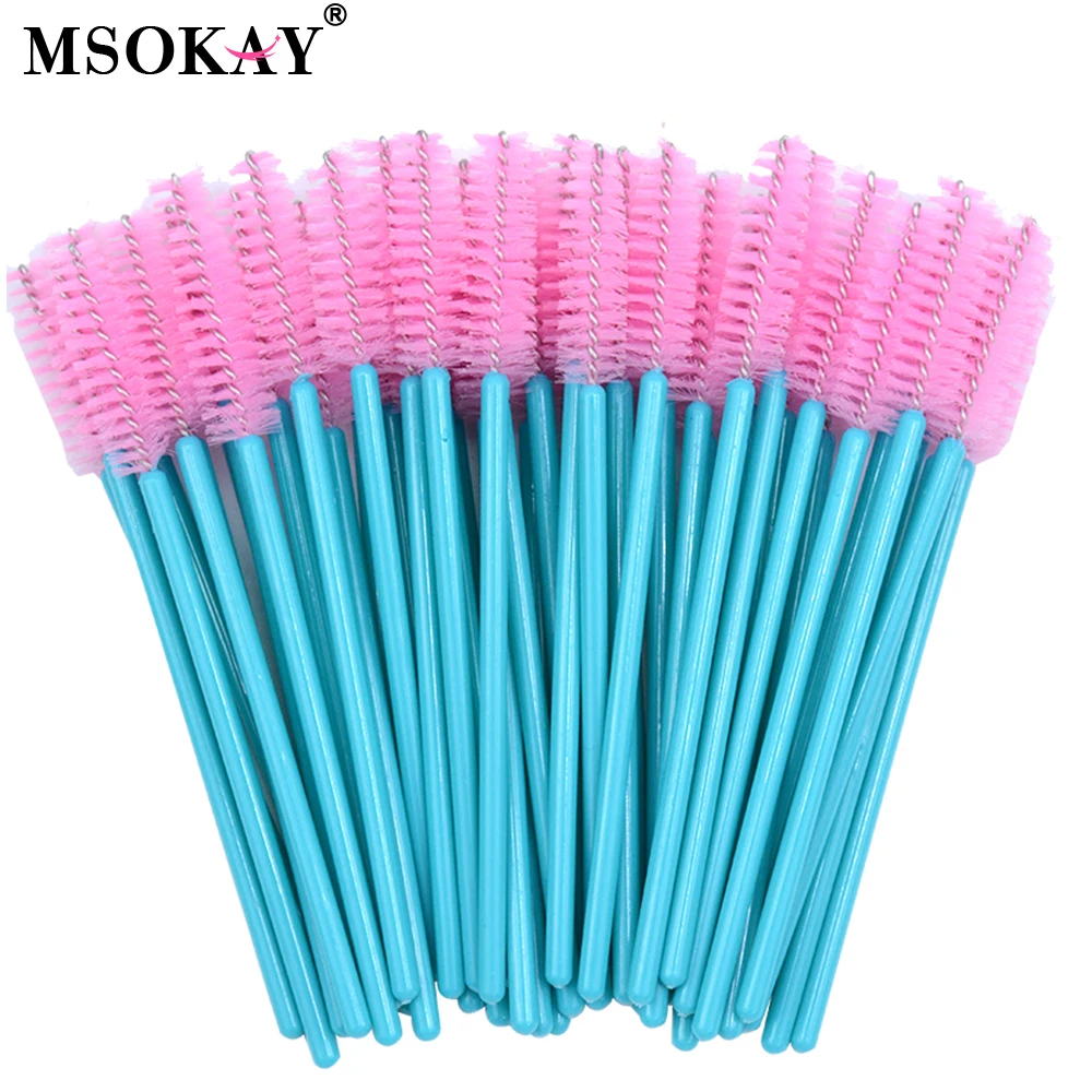 MSOKAY Diposable Mascara Wands Pink Purple Gold White Eyelash Applicator Brush Reusable Lash Extension Comb Wholesale Supplier