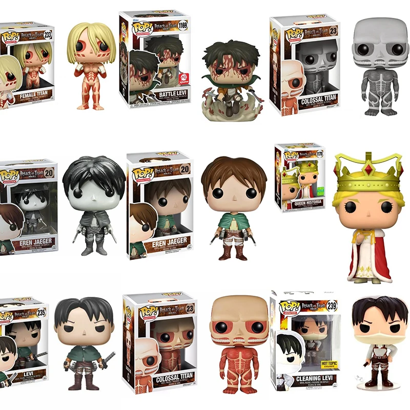 Funko Attack On Titan Battle Levi 1169# EREN JAEGER 20 MIKASA ACKERMANN 21 LEVI 235 POP Model Toys Gifts for Children Figure