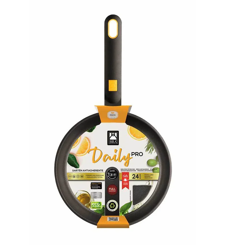 Bra Daily Pro 28cm - Sarten Wok, Para Todo Tipo de Cocinas con Sistema Antiadherente, Libre de PFOA