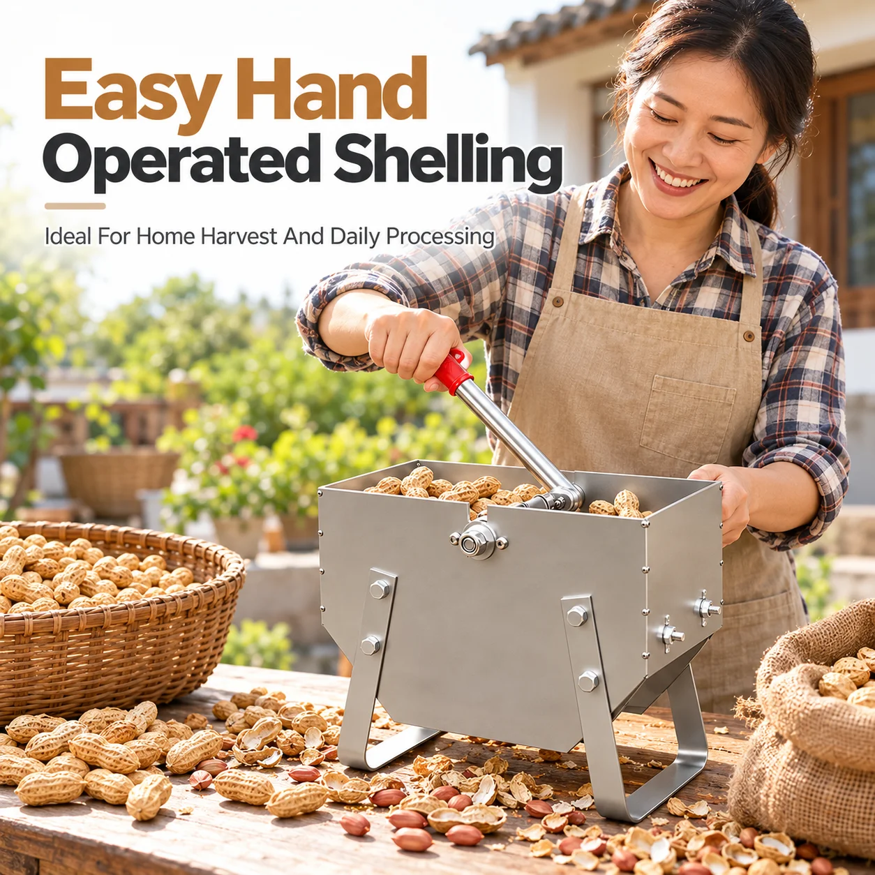 AOLIVIYA Manual Peanut Sheller Hand Operated Peanut Shelling Machine Groundnut Huller Shell Remover Home Farm Seed Processing