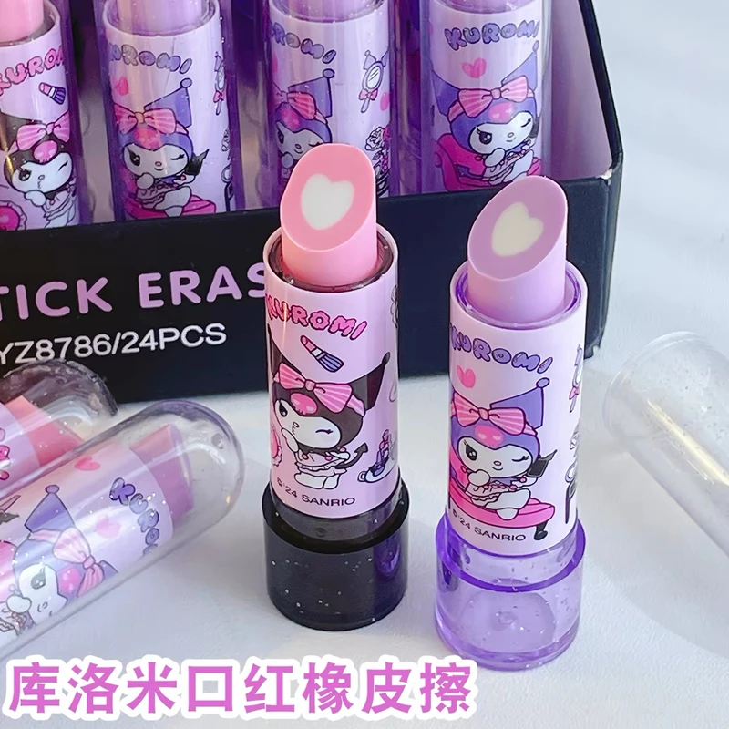 24個入り-ロット-クロミ消しゴム-かわいい口紅型消しゴム-その他清掃用具なし-日常的な学用品-学生向け。