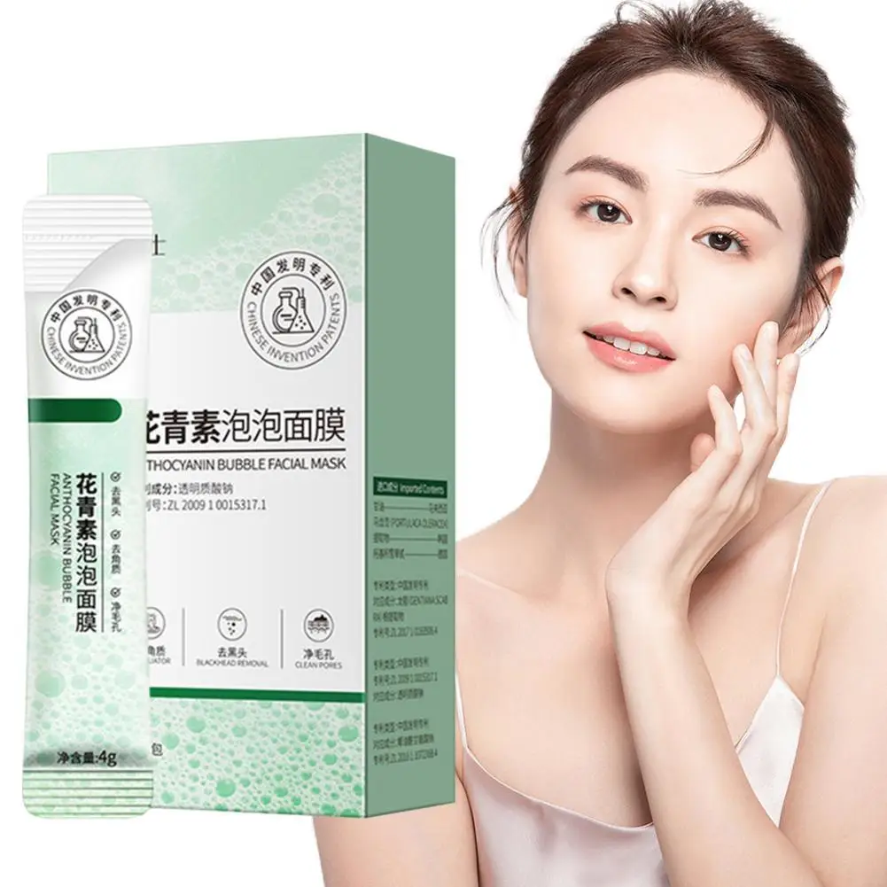 12pc/box Bubble Mud Clay Oil Control Moisturizing Anthocyanin Blackhead Remover Clay Pore Minimizer Bubble Skincare For Radiant