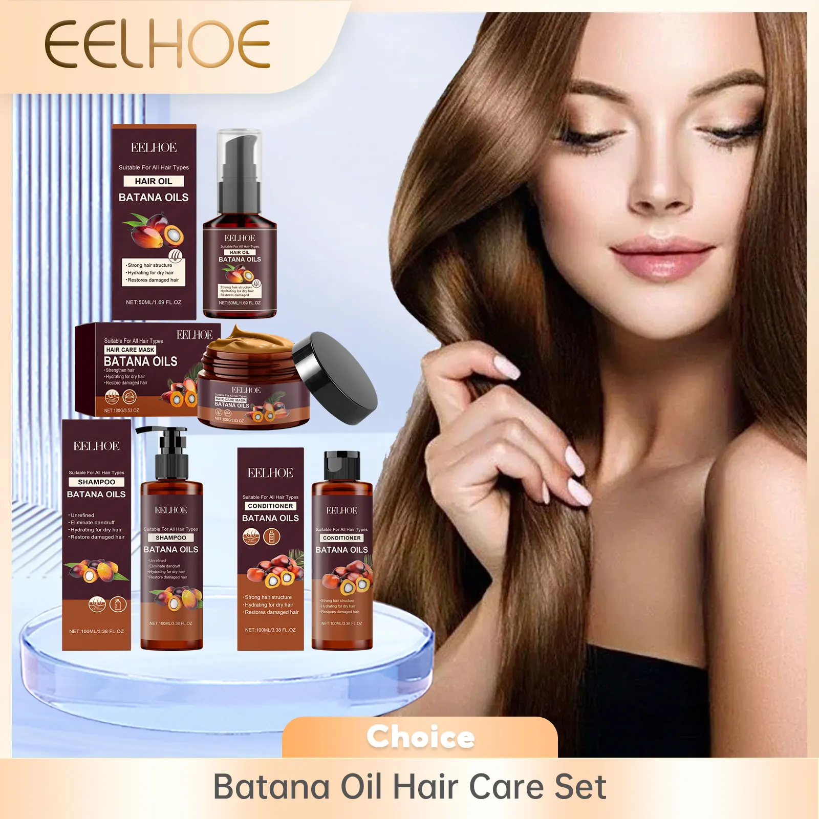 Batana Oil Hair Care Set Nourishing Strengthens Roots Repair Anti Drying Hair Moisturizer Vitamin E Smoothing Hair Products Set