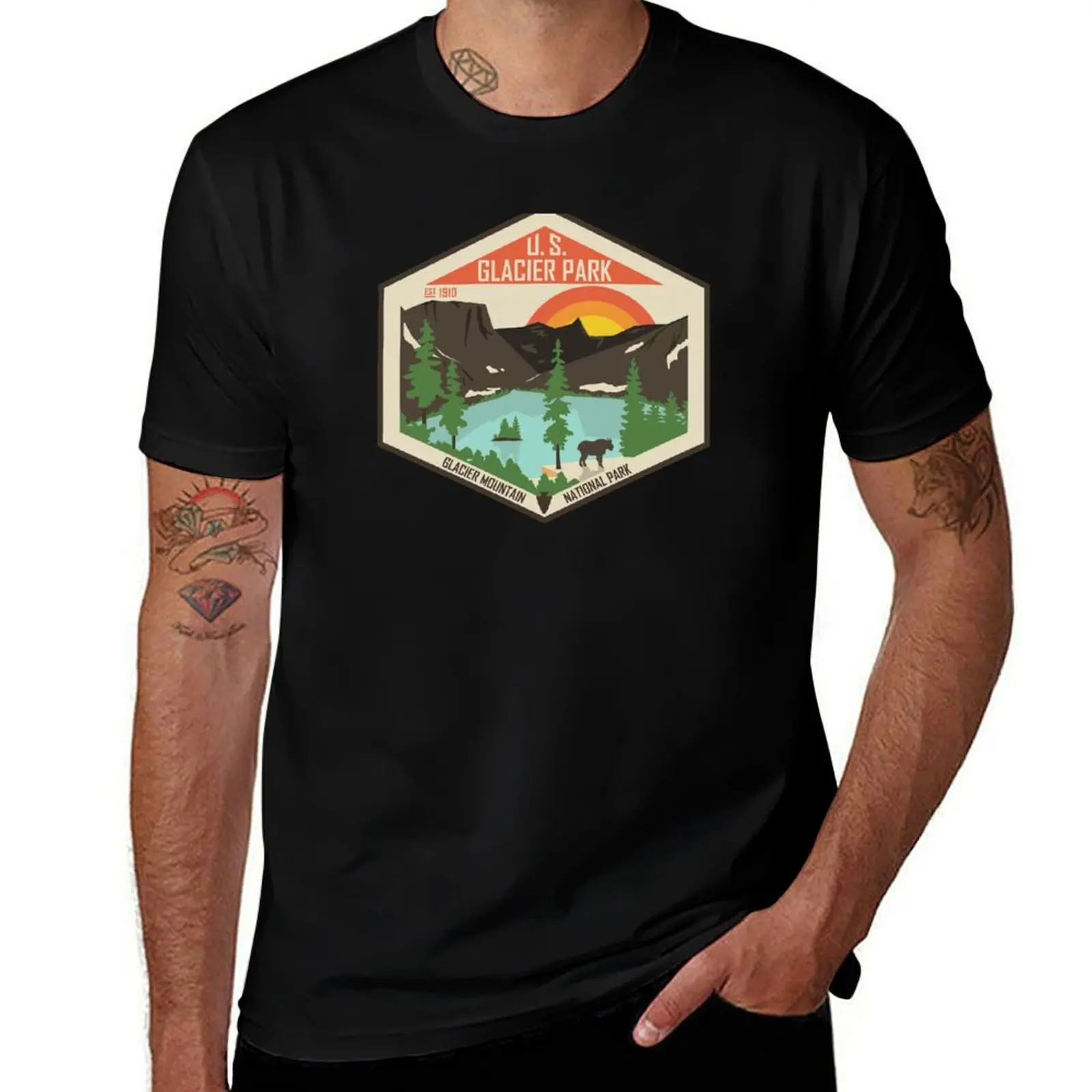 

Glacier National Park T-Shirt summer tops rapper graphic tees mens t shirt graphic