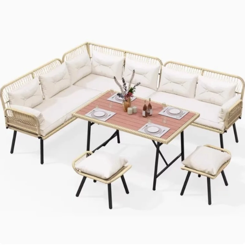 Outdoor rattan sofa, outdoor courtyard, terrace sun room, bed and breakfast hotel, waterproof and sunscreen