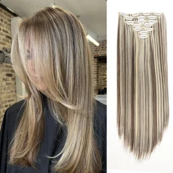 Synthetic 7 pieces/set, 22 inch straight hair extensions, hair clip extensions, clip extensions, Christmas Halloween extensions