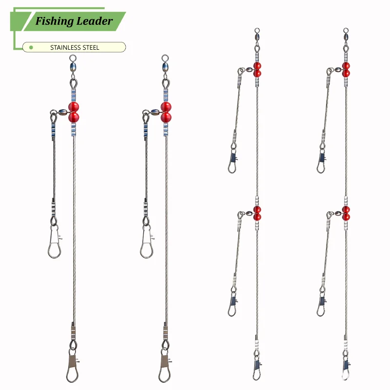 Fishing Leaders,Stainless Steel Tackle Rig with Tackle Lure Swivels Snaps, Saltwater rig Wire Leader Fishing Leader Wire Bottom