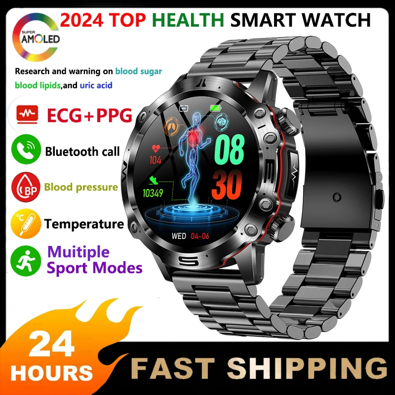 2024NEW For Huawei Xiaomi ECG+PPG Health Sports Smart Watch Blood Sugar lood Lipids Uric Acid Blood Pressure BT Call Smartwatch