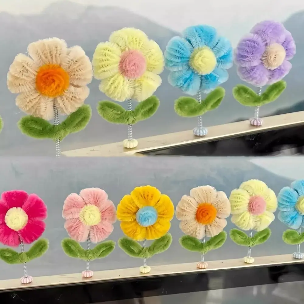 

Plush Twist Stick Material Set Cartoon Flower DIY Flower Material Ultra Dense with Iron Wire Wool Twist Stick Set Kids Gift