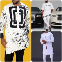 2024 Fashion Men's Clothes Two-piece Suits Plaid Long Sleeve Shirt and Sweatpants Men's Sets African Clothing For Man (M-4XL)