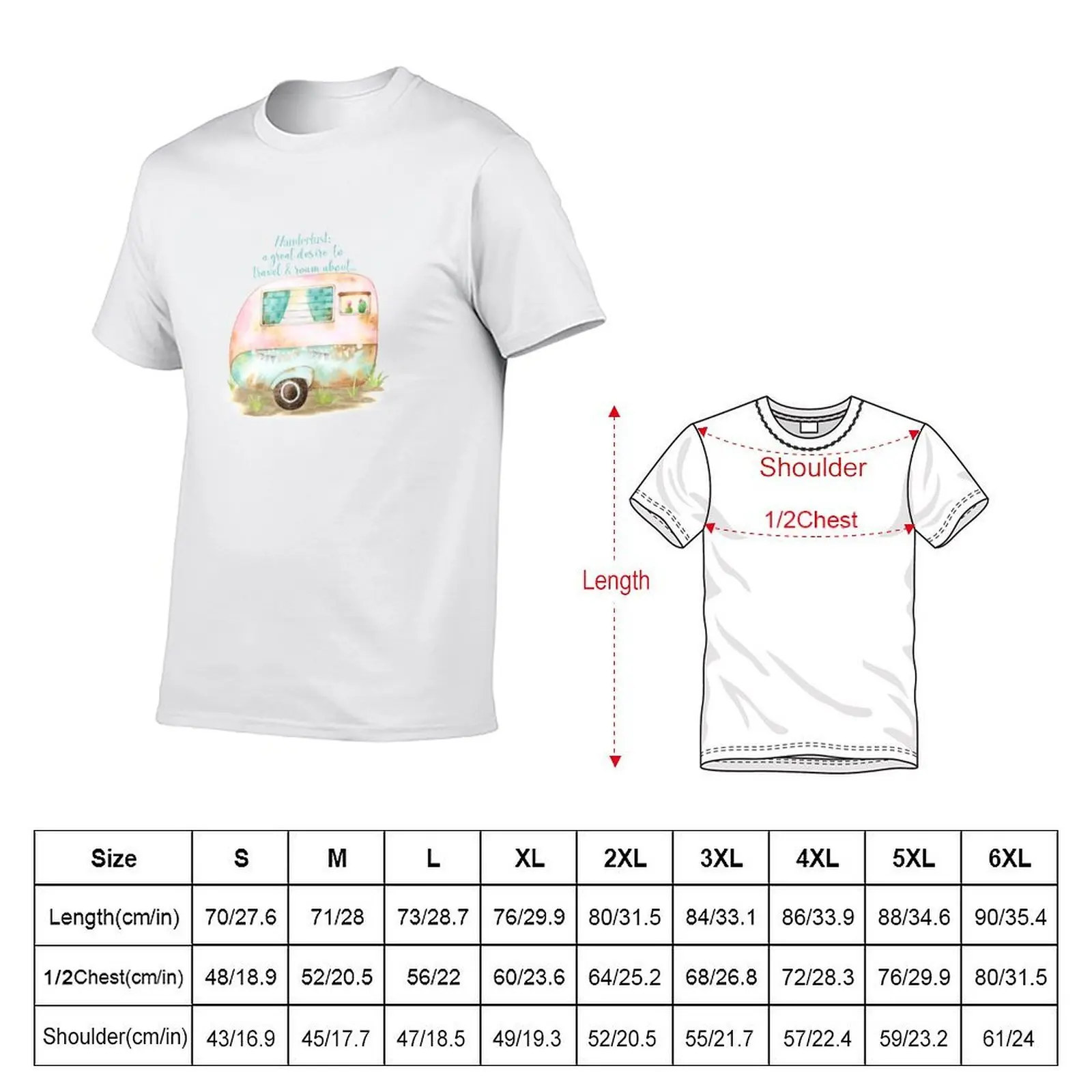 Watercolor Retro Vintage Caravan Scene - for the wanderlust road trip enthusiast who loves to glamp. T-Shirt