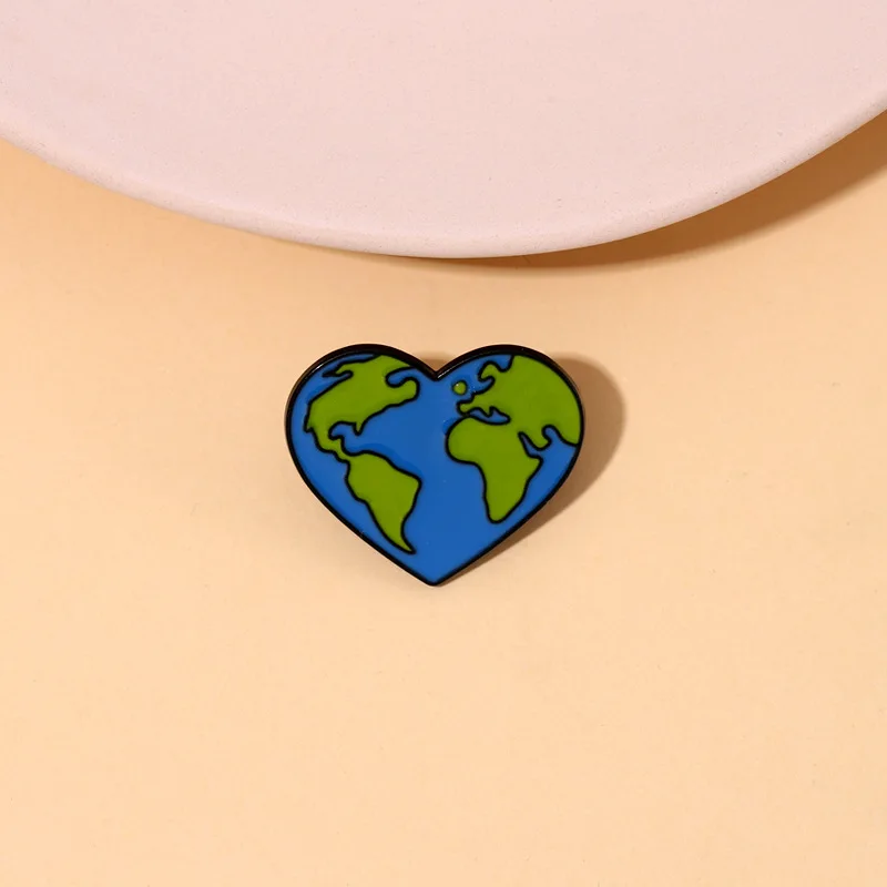 loving earth environment Lapel Pins Bag Denim Enamel Badge for Friends Gift Jewelry Accessories