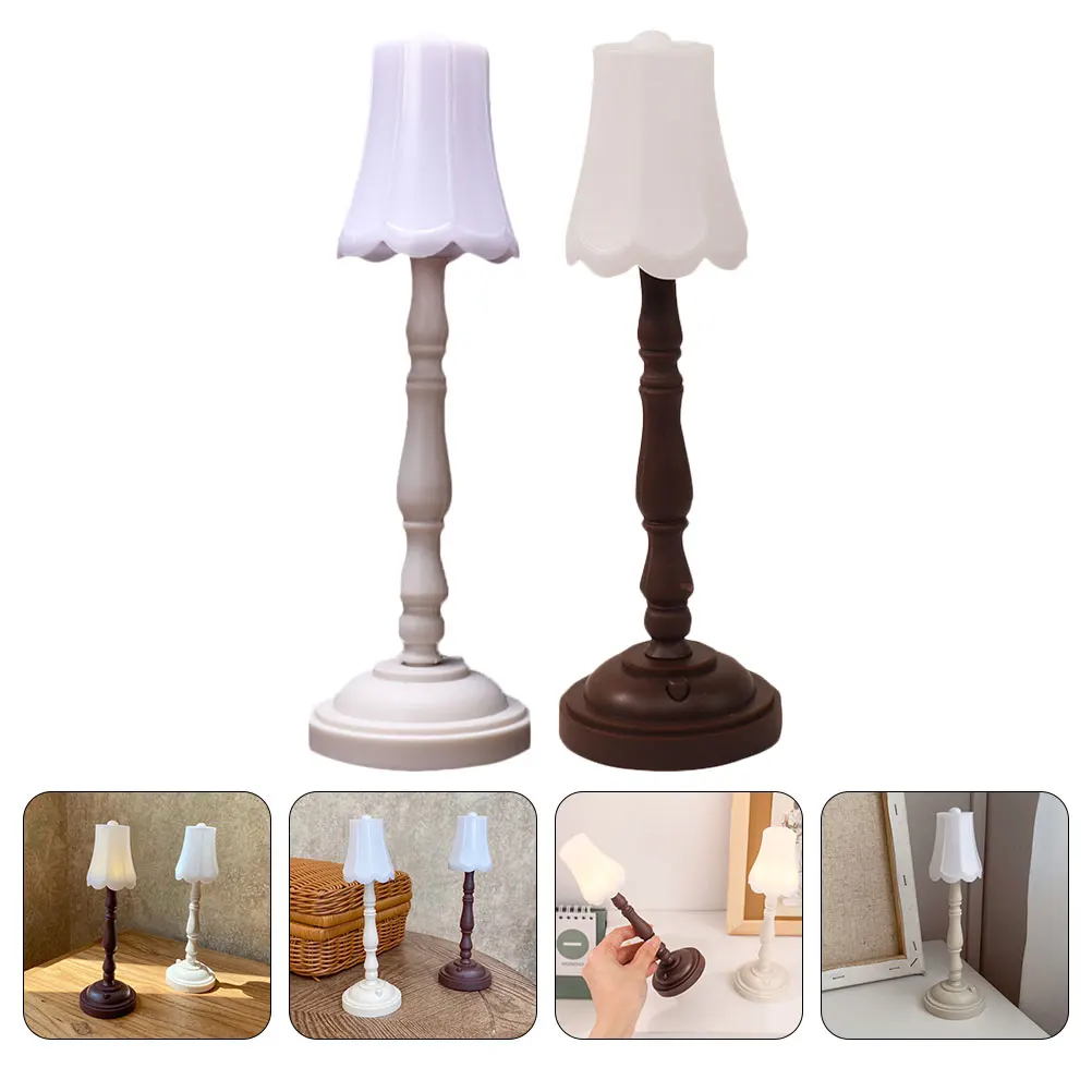 

2 Pcs USB Mini Night Light Student Bedside Lamp Vintage Plastic Small Decorative