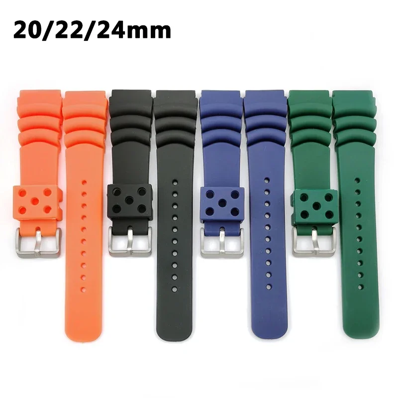 

Sport Silicone Watchband 18mm 20mm 22mm 24mm for Seiko Watch Strap Waterproof Diving Rubber Wristband Bracelet Watch Accessories