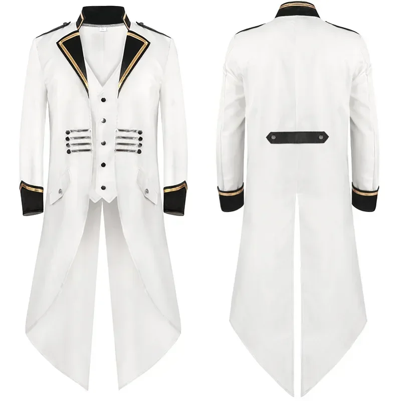 

New Tuxedo Medieval Vintage Clothing Mid-length Punk Men's Coat