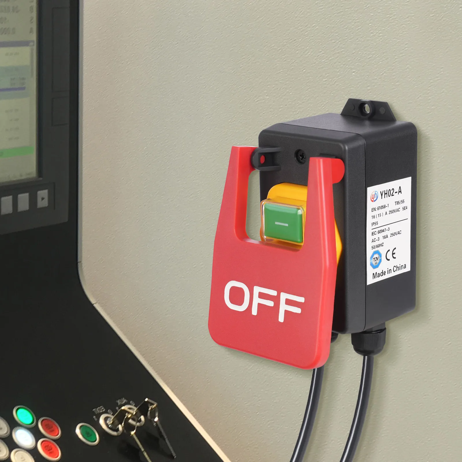 Interruttore di sicurezza interruttore elettromagnetico da 2000 W con interruttore di arresto di emergenza presa AC250V 50/60 Hz