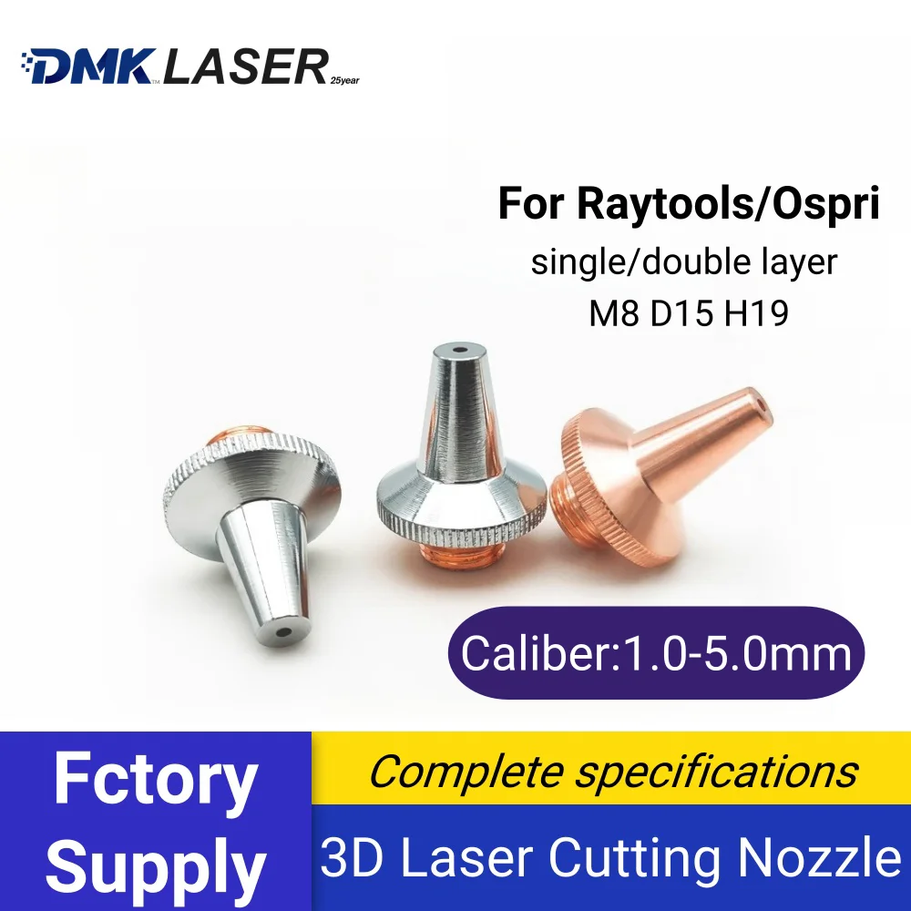 3D Laser Cutting copper Nozzle M8 D15 H19 single double layer For oapri raytools Laser Cutter Head  Part