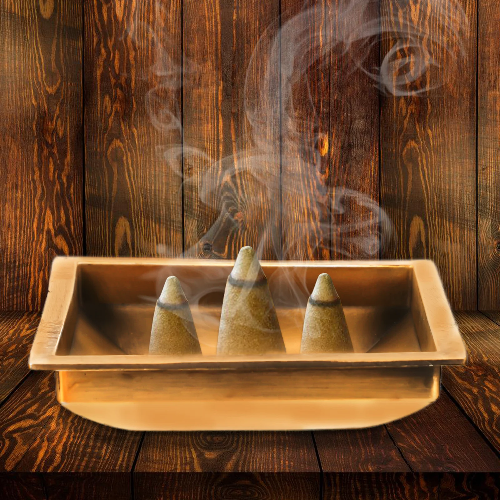 حامل البخور النحاسي يقدم لوحة منحوتة حاوية الرماد نمط عتيق وعاء تحية المعبد لوحة عبادة متعددة الأغراض