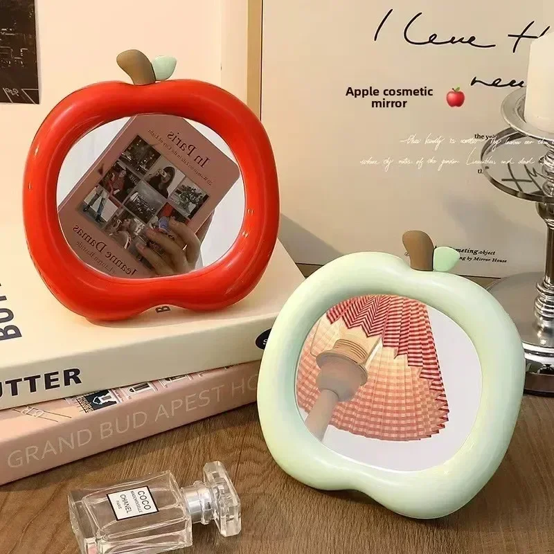 Latest Makeup Mirror Student Dormitory Apple Mirror Cartoon Apple Portable Small Mirror Office Desktop Household Makeup Mirror