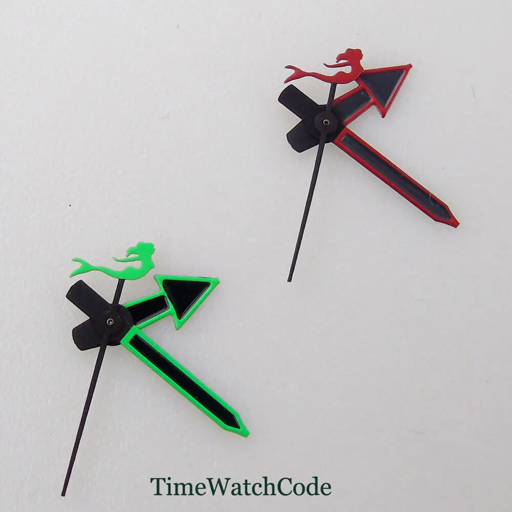 

Red/Green Watch Hands Needles Fit NH35 NH36 4R36 7S36 7002 7009 Mermaid Second