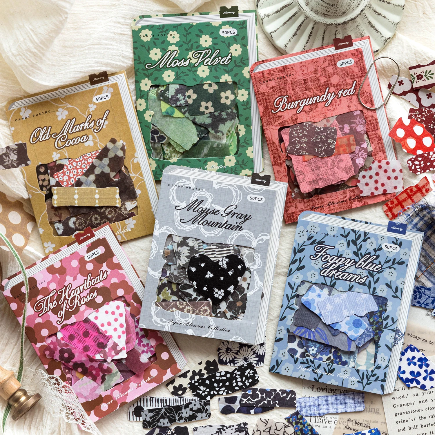 

50pcs Special paper, floral patterns, retro base, hand torn material, hand tent background, DIY decoration collage