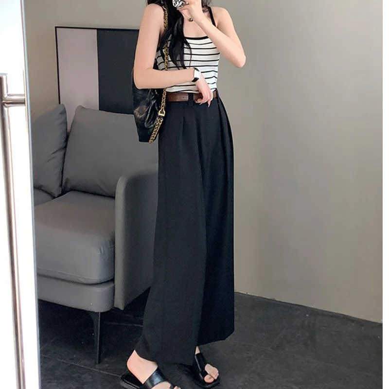 Spring Autumn Korean Arajuku Solid Pants Women Loose Casual All Match High Waist Straight Lady Trousers Fashion Female Clothes