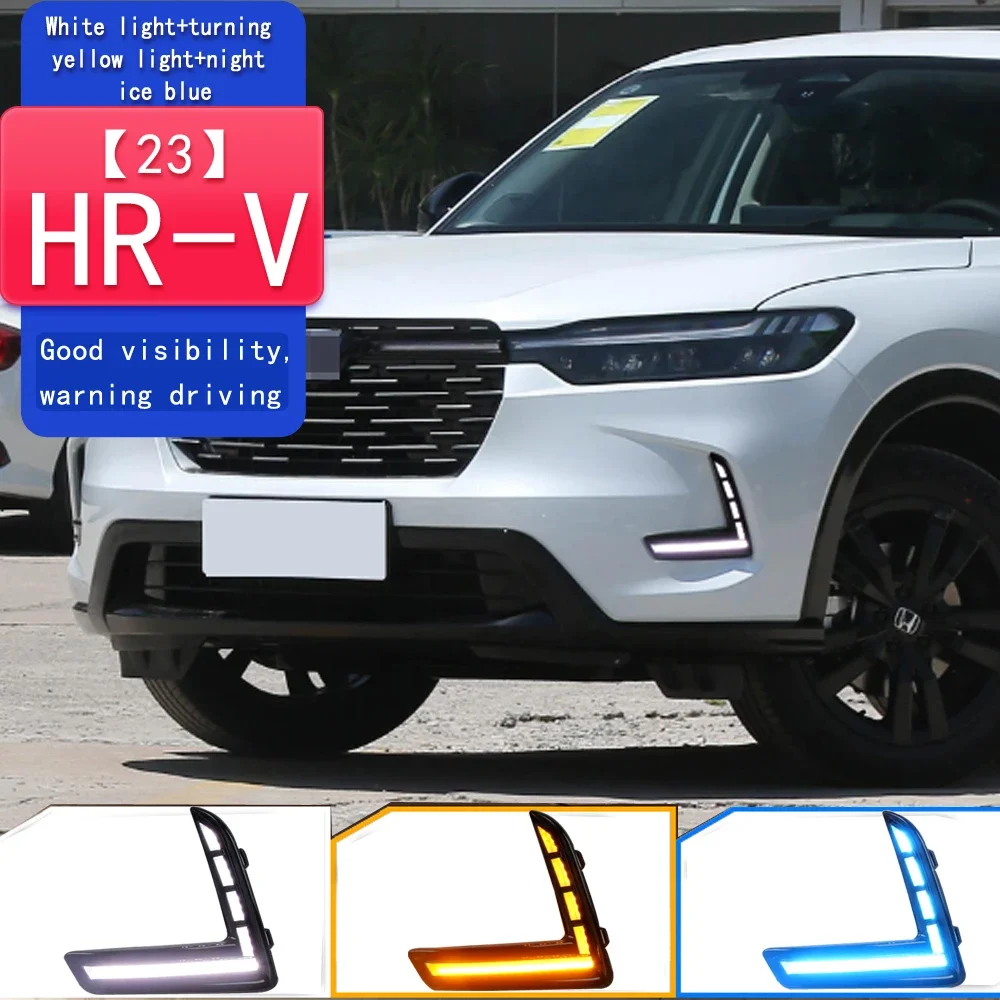 

For Honda HRV HR-V 2023 LED DRL Daytime Running Light Daylights Dynamic Turn Signal Fog Lamp White Yellow Blue Car Accessories