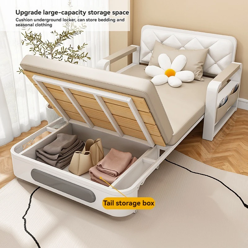 Best Price Modern Washable Tech Cloth Storage Folding Sofa Bed  Carbon Steel Frame Living Room Furniture