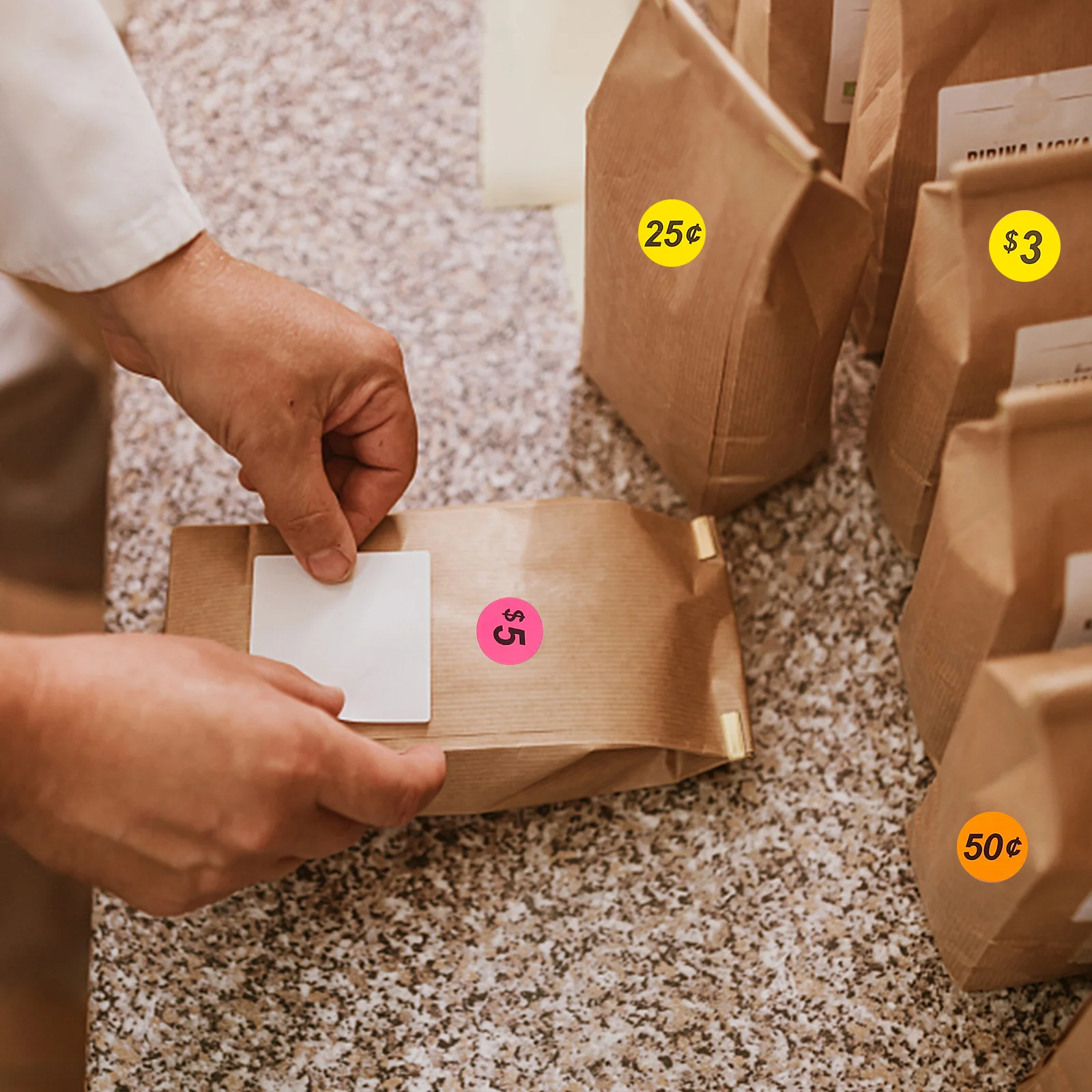 

25 Sheets Self-Adhesive Price Tag Stickers Bright Round Labels for Sale Pricing in Supermarkets Malls Retail Shops and Yard