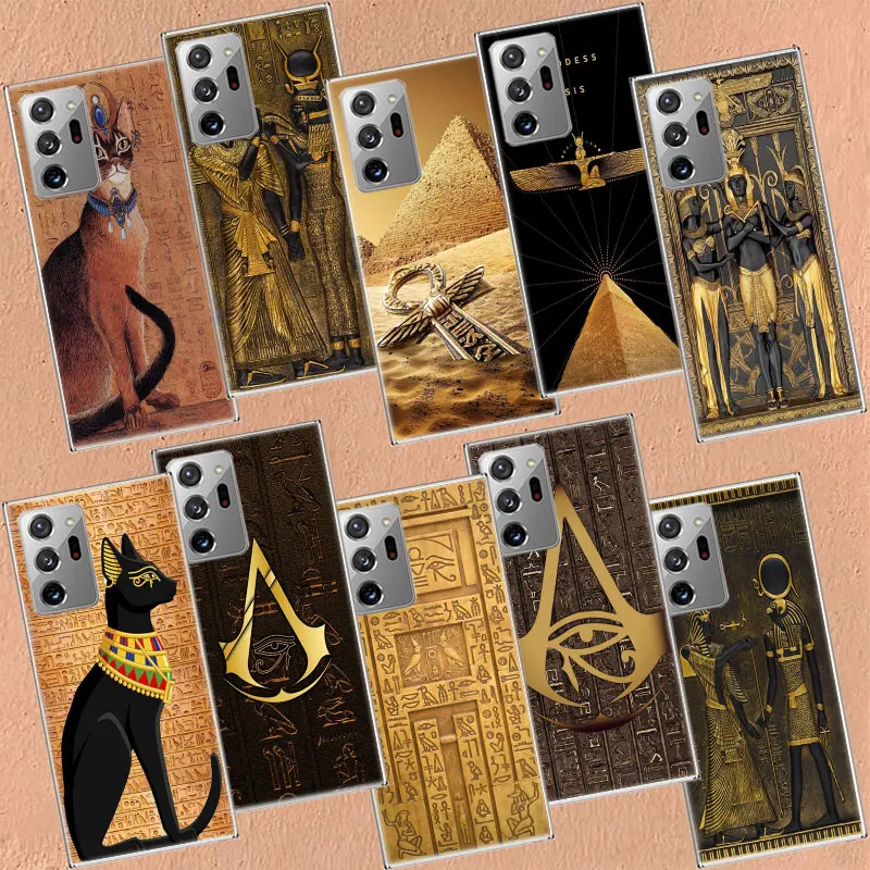 Egypt Pharaoh mural Phone Case For Galaxy Note 20 Ultra 10 9 8 A05S A55 A35 A25 A15 A9 A8 A7 A6 J8 J6 J4 Plus Cover TPU Capa