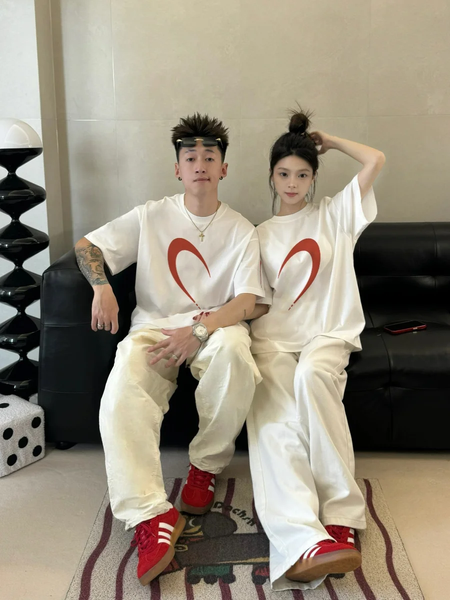 Geschenk T-Shirts Paar Flitter wochen Shirt Frauen Männer Kurzarm Liebhaber T-Shirt koreanische Bewertungen viele Kleidung y2k Top