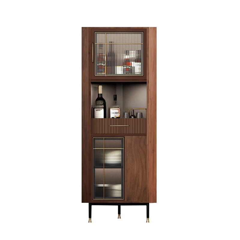 Italian-Style Light Luxury Wine Cabinet Living Room Triangle Corner Cabinet Solid Wood Glass Storage Cabinet