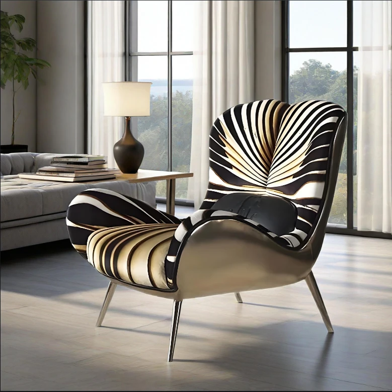 

Italian light luxury single chair tiger pattern leisure chair sofa chair