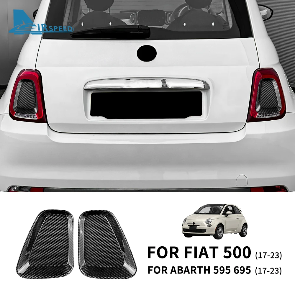 Real Hard Carbon Fiber Sticker For Fiat 500 Abarth 595 695 2017 2018 2019 2020 2021 2022 2023 Rear Tail Light Cover 1Pair