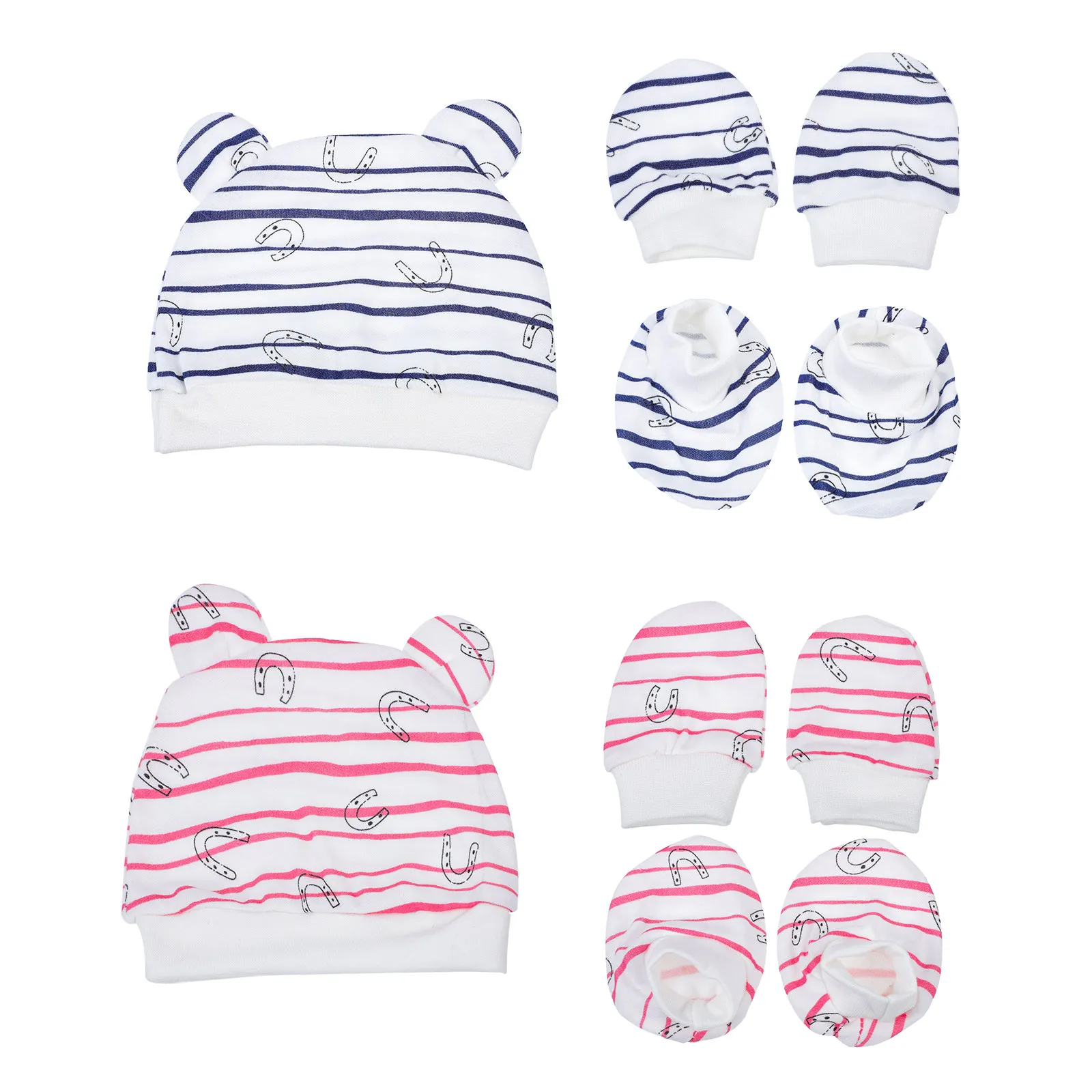 

2 комплекта детских шапочек и накладок на руки и ноги из хлопка, защита от царапин для новорожденных, легкие, мягкие, удобные для младенцев, мальчиков и девочек