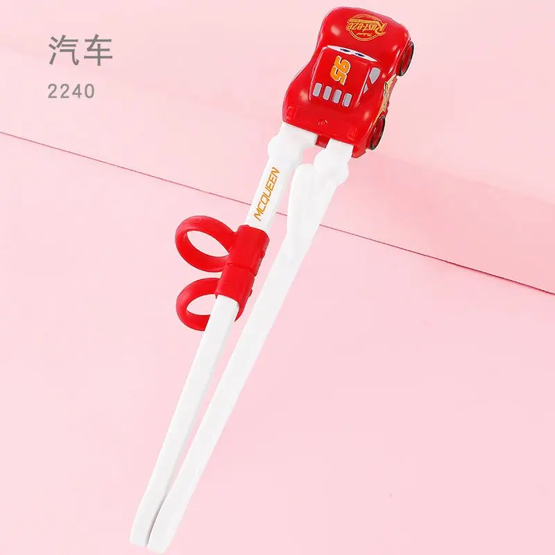 Disney Lightning McQueen Mickey Minnie Stitch Princess Elsa Anime Cartoon Children\'s Tableware Training Chopsticks and Spoons