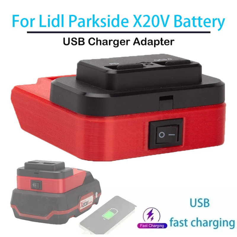 USB Power Source Adapter For  Lidl Parkside x20v Li-Ion Batteries PD/QC3.0 Fast Charger（Battery not included））